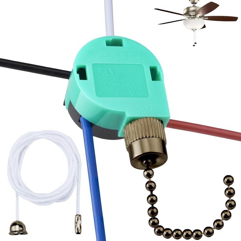 BFXM ZE-268S6 Ceiling Fan Switch - 3 Speed 4 Wire Replacement for Hampton Bay, Hunter, and Standing Fans (Bronze With Wires) - Image 1